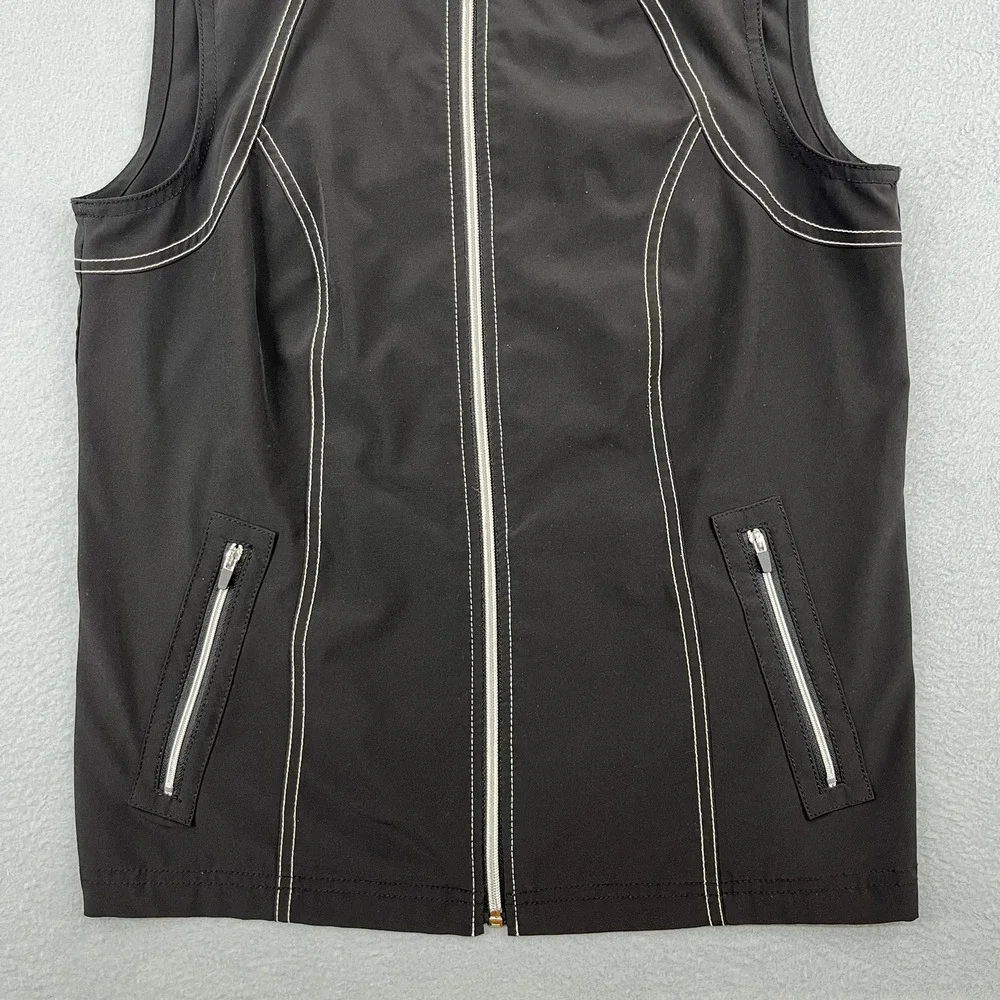 Chico's Zenergy Golf Women's Black Full Zip Vest Size 0 Mock Neck Contrast